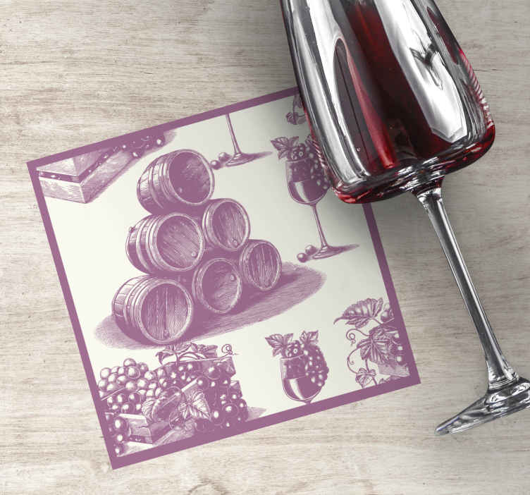 Sottobicchiere vintage Motivo vintage francese in viola