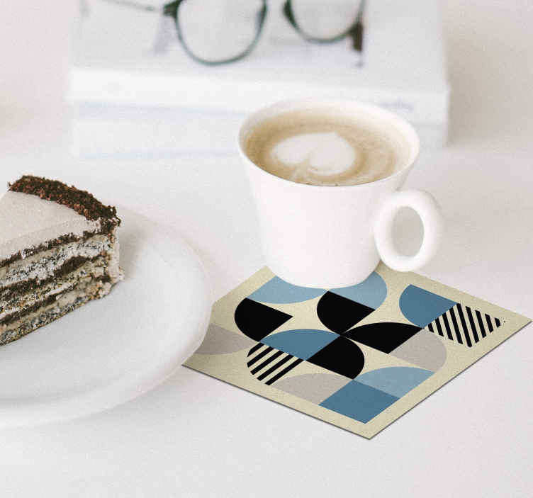 Untersetzer modern Blaues Bauhaus Muster - TenStickers