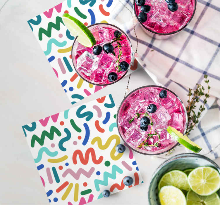 Abstract coloured shapes modern coaster - TenStickers