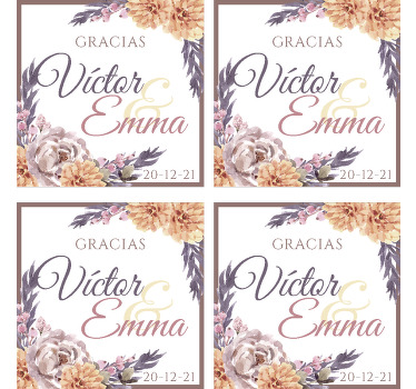 Posavasos de boda nombre personalizables - TenVinilo
