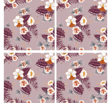 Posavasos con estampado floral colorido - TenVinilo