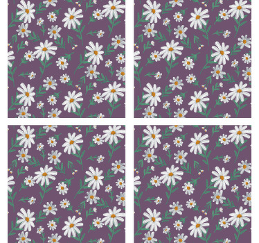 Posavasos de flores margarita morado - TenVinilo