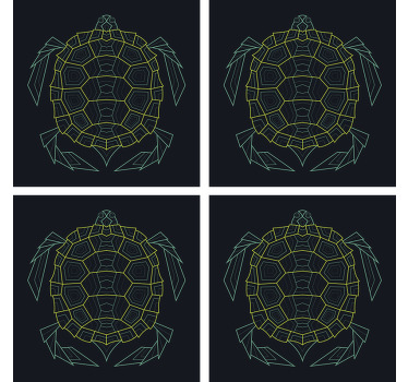 Abstrakti geometrinen kilpikonna lasinalusetti - Tenstickers