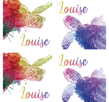 Bunter Schildkrötenuntersetzer mit Namen - TenStickers