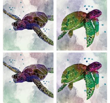 Ensemble de sous-verres tortues abstraites colorées - TenStickers