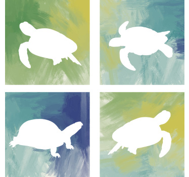 Farverige skildpadde fliser coaster sæt - TenStickers