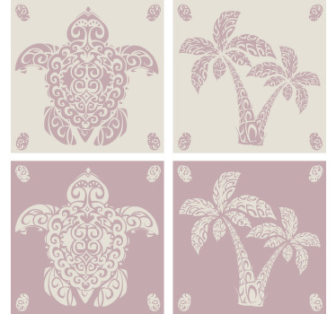 Hawaiian skildpadde og palme mønster coaster - TenStickers