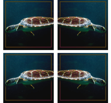 Posavasos negro de animales de tortuga - TenVinilo