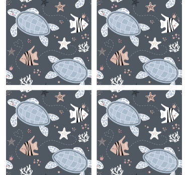 Skildpadder og fisk under vandbanen - TenStickers