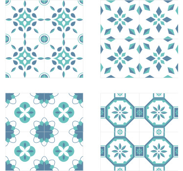 Blue patterned tile coasters - TenStickers