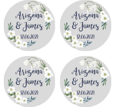 Blomster bryllup tilpasses bryllup coaster - TenStickers