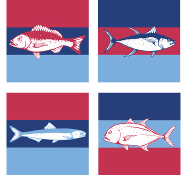 Sous verre illustrations de poissons stylisés - TenStickers