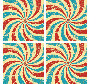 Grunge vintage striber drikke coaster - TenStickers