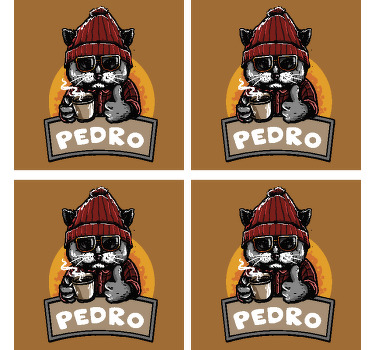 Retro kočka s názvem osobní tácky - TenStickers