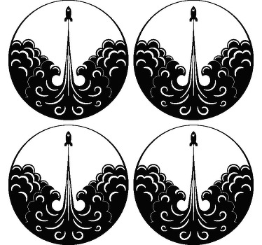 Posavasos vintage cohete retro blanco y negro - TenVinilo