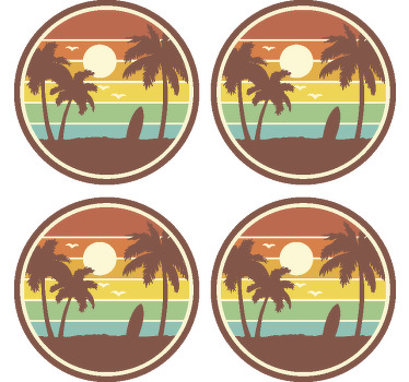 Sottobicchiere vintage Paesaggio surf retrò - TenStickers