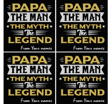 Papa Myth Legend text coasters - TenStickers
