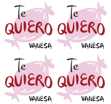 Posavasos frase te amo con nombre color rosa - TenVinilo