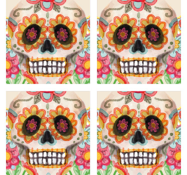 メキシコの頭蓋骨ドリンクコースター - TENSTICKERS