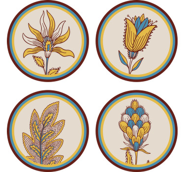Dessous de verre rond Fleurs paisley - TenStickers