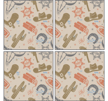 padrão dos elementos do vaqueiro base para copos de arenito - TenStickers