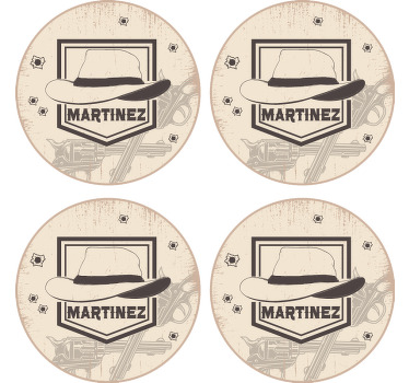 Posavasos cowboy sombrero vaquero con nombre - TenVinilo