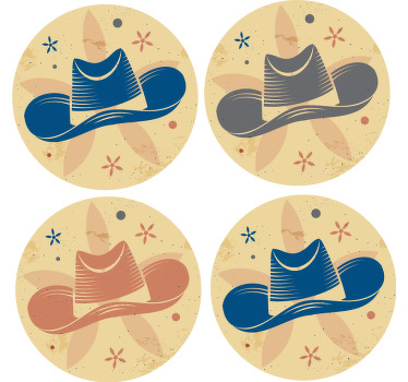 Cowboy hat pattern drink coaster - TenStickers