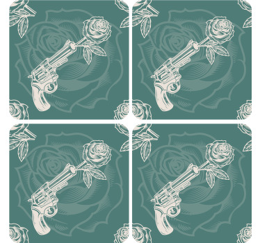 Posavasos cowboy revólver disparando rosa - TenVinilo