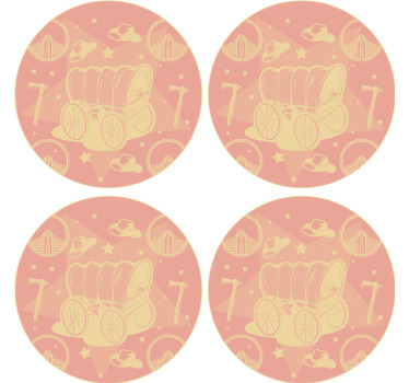 Vagão do vaqueiro base para copos de arenito - TenStickers