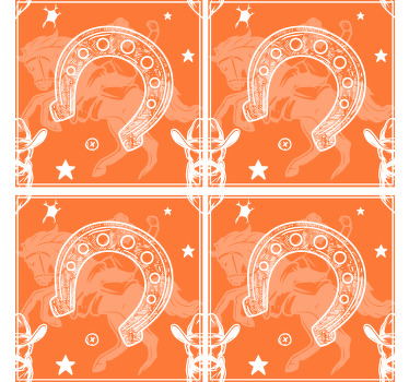 Posavasos cowboy patrón herradura naranja - TenVinilo