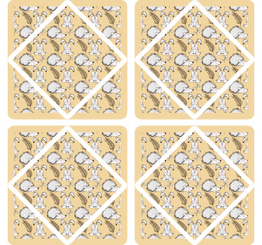 Posavasos patrón puercoespín y conejos - TenVinilo