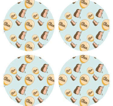 Piggsvin med ballon og navnebaner - Tenstickers