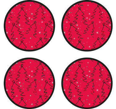 クリスマスツリーラインドリンクコースター - TENSTICKERS