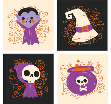 Cute Halloween monsters drink coaster - TenStickers