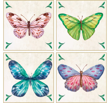 dessous de verre vintage Tuiles de papillons - TenStickers