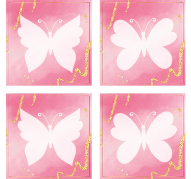 Posavasos de mariposas rosadas - TenVinilo