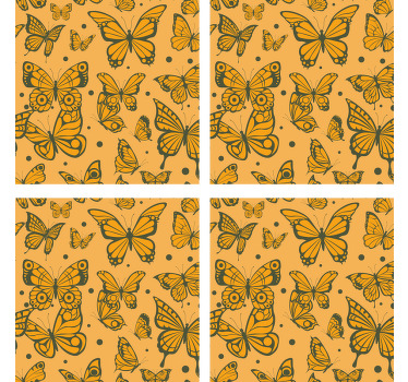 Posavasos moderno de mariposas doradas - TenVinilo