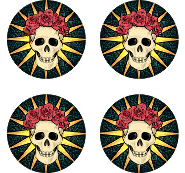 women skull with rose halloween coaster - TenStickers