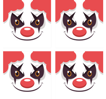 Dålig clown ritning halloween glasunderlägg - Tenstickers
