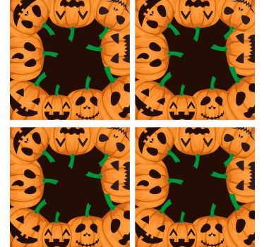 ハロウィーンコースターの顔を持つ多くのカップキン - TENSTICKERS