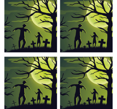 Zombies på grön bakgrund halloween-dalbana - Tenstickers