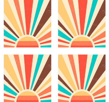 抽象的老式日落70年代杯垫 - TenStickers