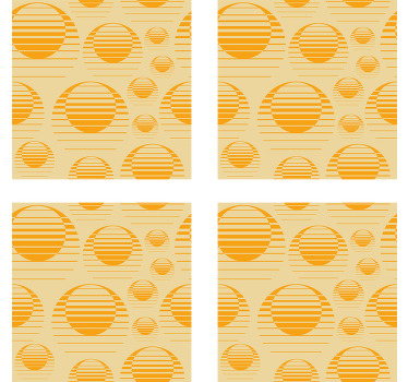 Dessous de verre vintage motif soleil rétro - TenStickers