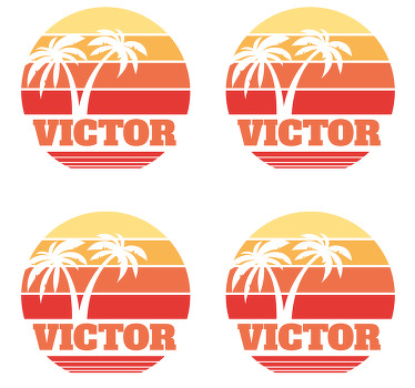 Retro Sunset with your name 70s coasters - TenStickers