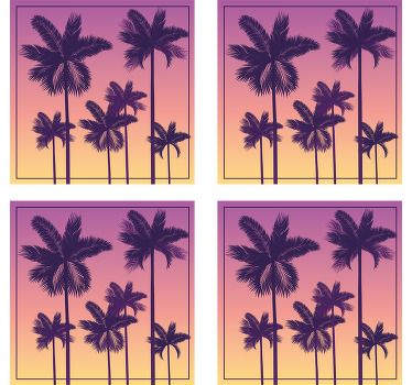 Set de table Palmiers et coucher de soleil - TenStickers