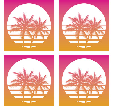 Palm trees on the sun 70s coasters - TenStickers