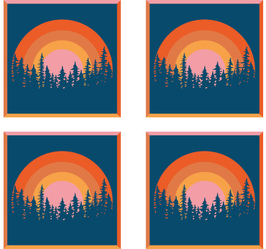 dessous de verre vintage Soleil vintage et arbres - TenStickers