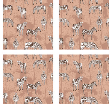 Posavasos vintage Palmeras marrones y cebra - TenVinilo