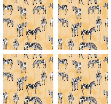 Posavasos vintage Cebra amarilla y palmas - TenVinilo