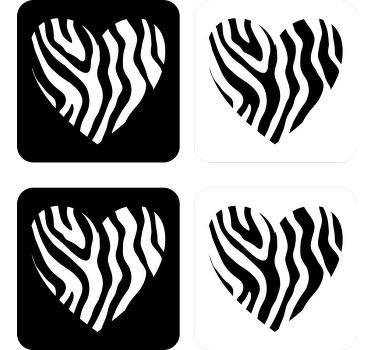 Posavasos modernos Corazones con estampado de cebra - TenVinilo